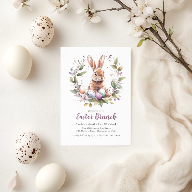 Spring Bunny Wreath Easter Brunch Holiday Invitation (Add your details to personalize your event)