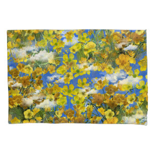 Spring Butercup flowers in the clouds Pillowcase