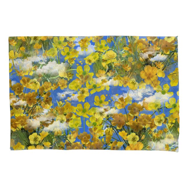 Spring Butercup flowers in the clouds Pillowcase (Front)