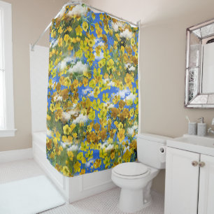 Spring Butercup flowers in the clouds Shower Curtain