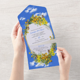 Spring Buttercup Flowers All In One Invitation