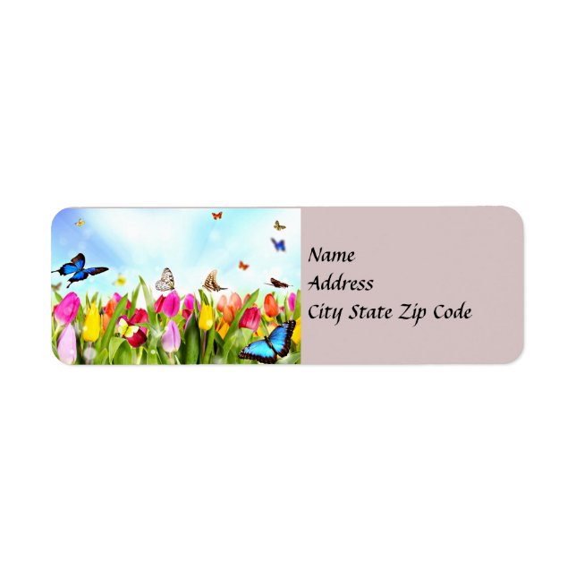 Spring Butterflies and Flowers Address Label Return Address Label (Front)