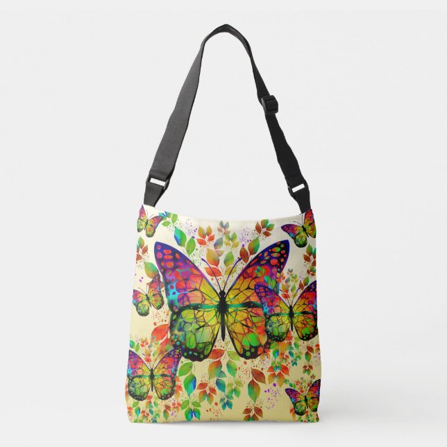 SPRING BUTTERFLIES COLORFUL NATURE CROSSBODY BAG (Front)