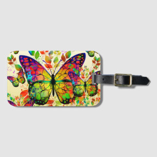 SPRING BUTTERFLIES COLORFUL NATURE LUGGAGE TAG