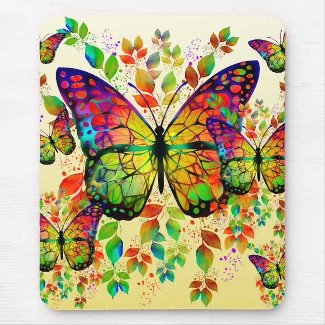 SPRING BUTTERFLIES COLORFUL NATURE MOUSE PAD (Front)