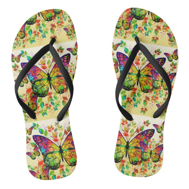 SPRING BUTTERFLIES COLORFUL NATURE THONGS (Footbed)