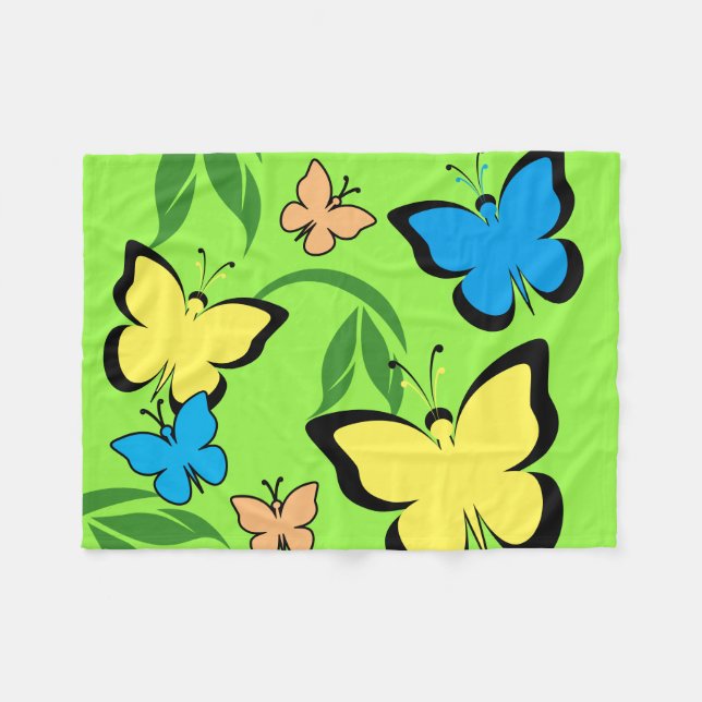 Spring Butterflies Fleece Blanket (Front (Horizontal))