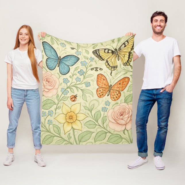 Spring Butterflies Fleece Blanket (In Situ)
