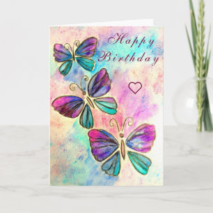 Spring Butterflies Flying Birthday Card