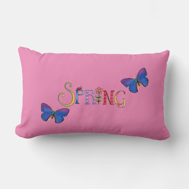 Spring Butterflies Lumbar Pillow (Front)