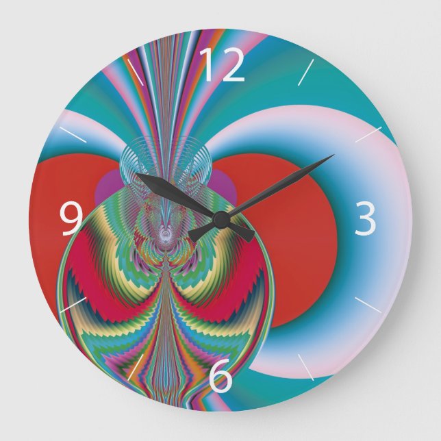 Spring Butterfly Abstract Colour Burst Art Large Clock (Front)
