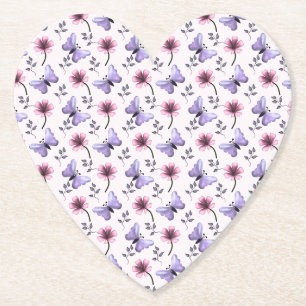 Spring Butterfly Floral Gift Paper Coaster