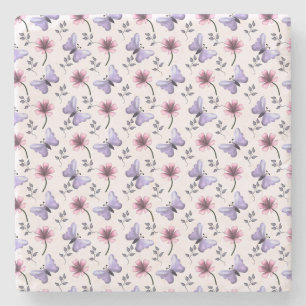 Spring Butterfly Floral Gift   Stone Coaster