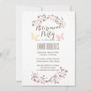 Spring Butterfly & Flowers Retirement Party Invitation