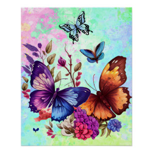 Spring Butterfly Wildflower Meadow Poster