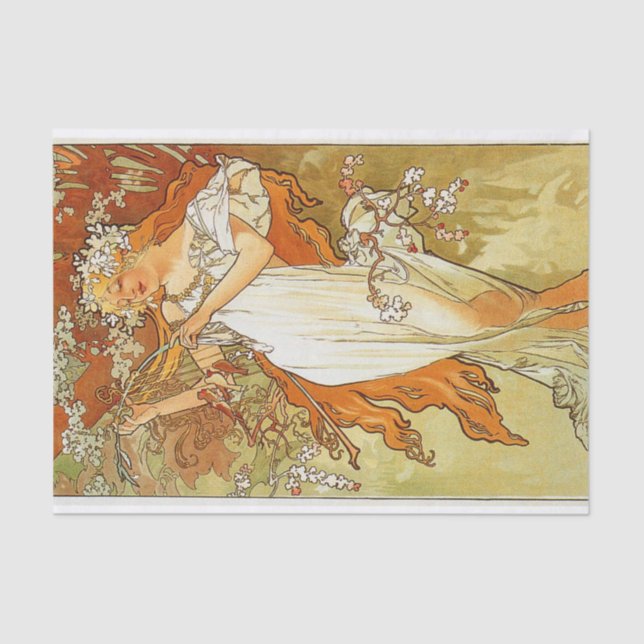 Spring by Alphonse Mucha Tissue Paper (Front)