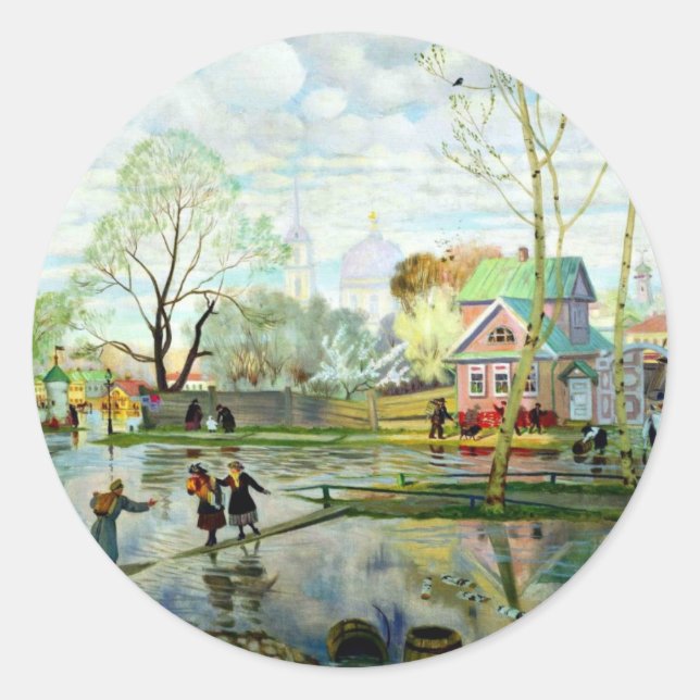 Spring by Boris Kustodiev Classic Round Sticker (Front)