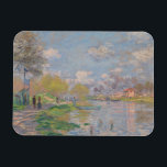 Spring by the Seine by Claude Monet Magnet<br><div class="desc">Spring by the Seine by Claude Monet, oil on canvas 1875, is a landscape painting of pedestrians strolling on the banks of the River Seine in Paris, the warm green leaves of budding trees and puffy white clouds in the pale blue sky of a warm, sunny day reflected in the...</div>