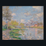 Spring by the Seine by Claude Monet Poster<br><div class="desc">Spring by the Seine by Claude Monet, oil on canvas 1875, is a landscape painting of pedestrians strolling on the banks of the River Seine in Paris, the warm green leaves of budding trees and puffy white clouds in the pale blue sky of a warm, sunny day reflected in the...</div>