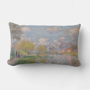 Spring by the Seine by Monet Impressionist Lumbar Cushion