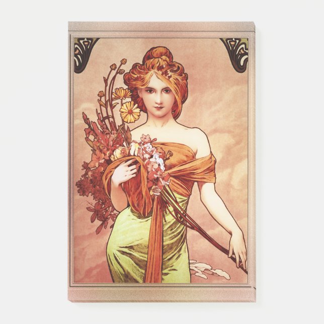 Spring c1900 Top Two Thirds by Alphonse Mucha Post-it Notes (Front)