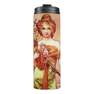 Spring c1900 Top Two Thirds by Alphonse Mucha Thermal Tumbler
