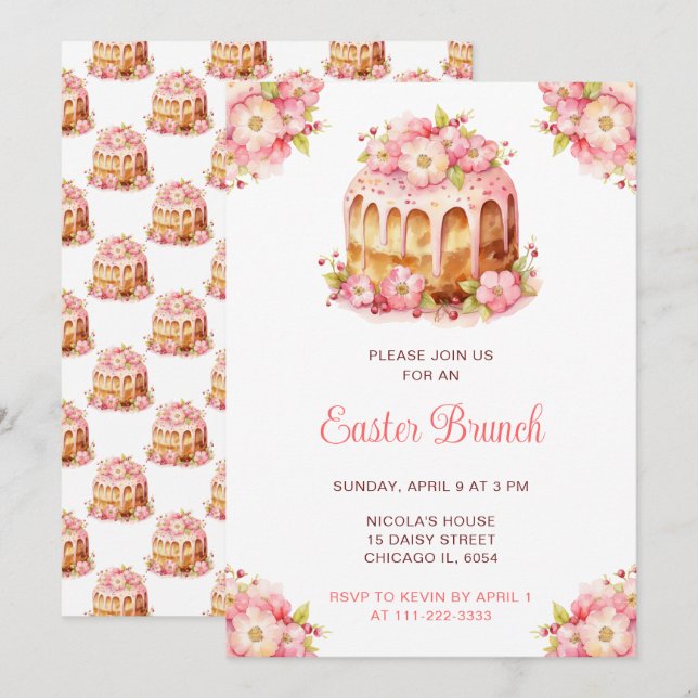 Spring Cake Easter Brunch Invitation (Front/Back)