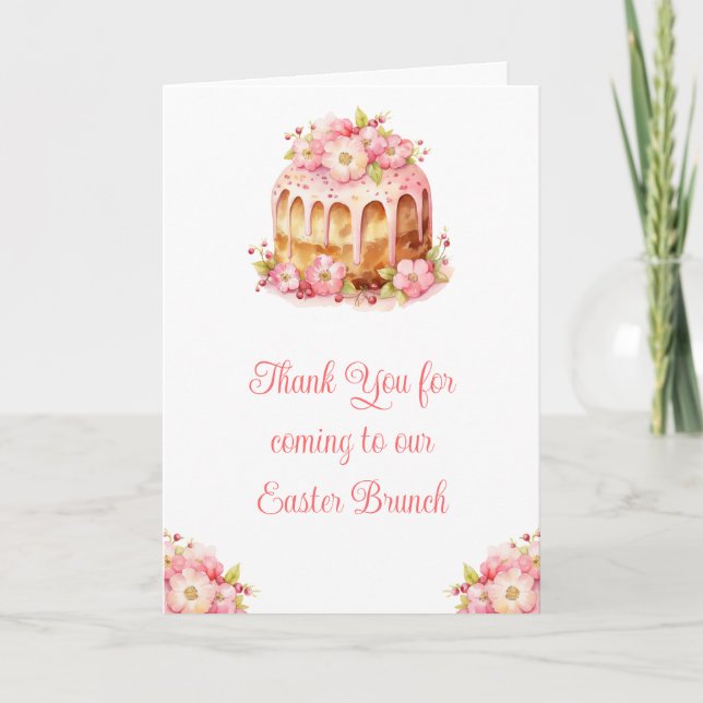 Spring Cake Easter Brunch Thank You Card (Front)