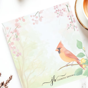 Spring Cardinal Watercolor Personalised Notepad
