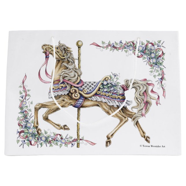 Spring Carousel Horse Drawing Gift Bag (Front)