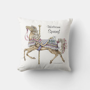 Spring Carousel Horse Pillow