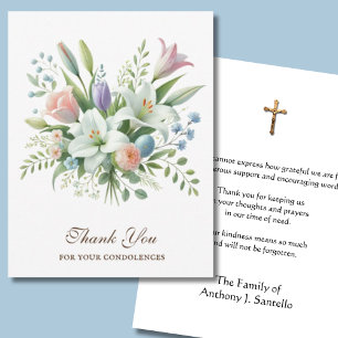 Spring Catholic Floral Condolence Sympathy Thank You Card