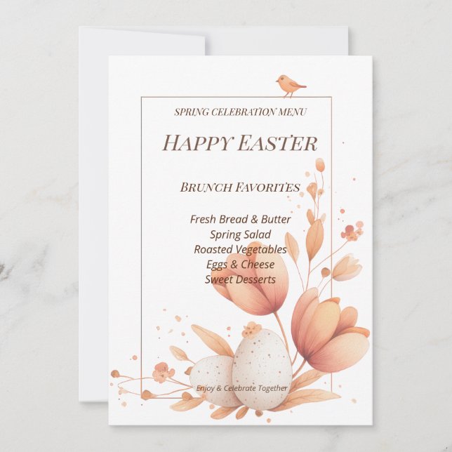 Spring Celebration Brunch Menu Template with Flora (Front)