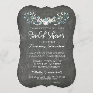 Spring Chalkboard Floral Bridal Shower Invitations