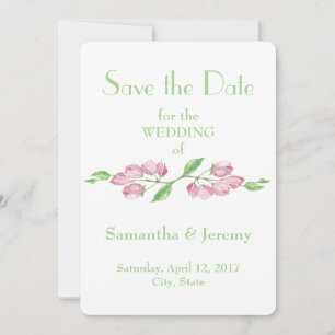 Spring Cherry Blossom Flowers Save the Date Floral