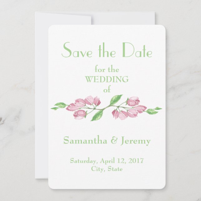 Spring Cherry Blossom Flowers Save the Date Floral (Front)