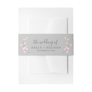 Spring Cherry Blossom   Grey The Wedding Of Invitation Belly Band