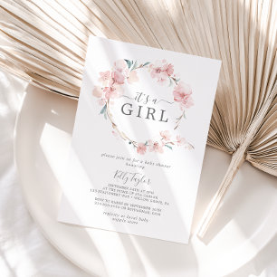 Spring Cherry Blossom It's A Girl Baby Shower Invitation