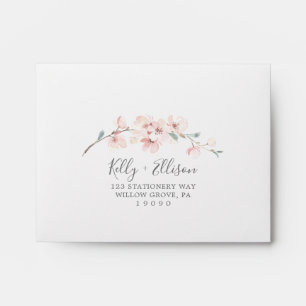 Spring Cherry Blossom Self-Addressed RSVP Envelope