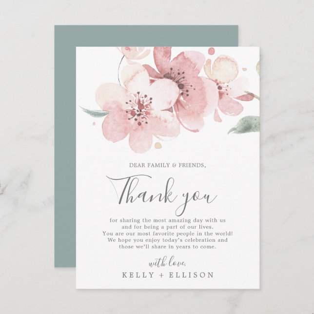 Spring Cherry Blossom Thank You Reception Card (Front/Back)