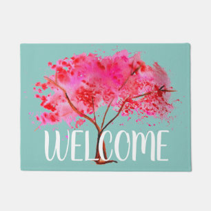 Spring Cherry blossom theme welcome mat