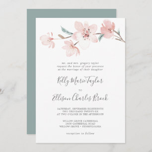 Spring Cherry Blossom Traditional Wedding Invitation