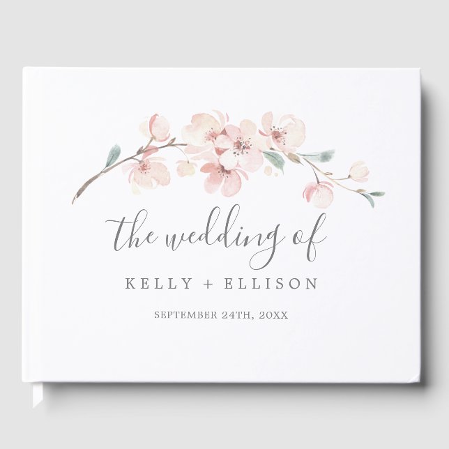 Spring Cherry Blossom Wedding Guest Book (Front)