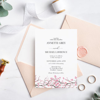 Spring Cherry Blossom Wedding Invitation