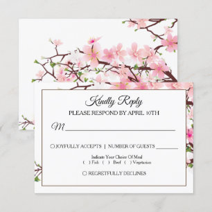 Spring Cherry Blossom Wedding RSVP Card