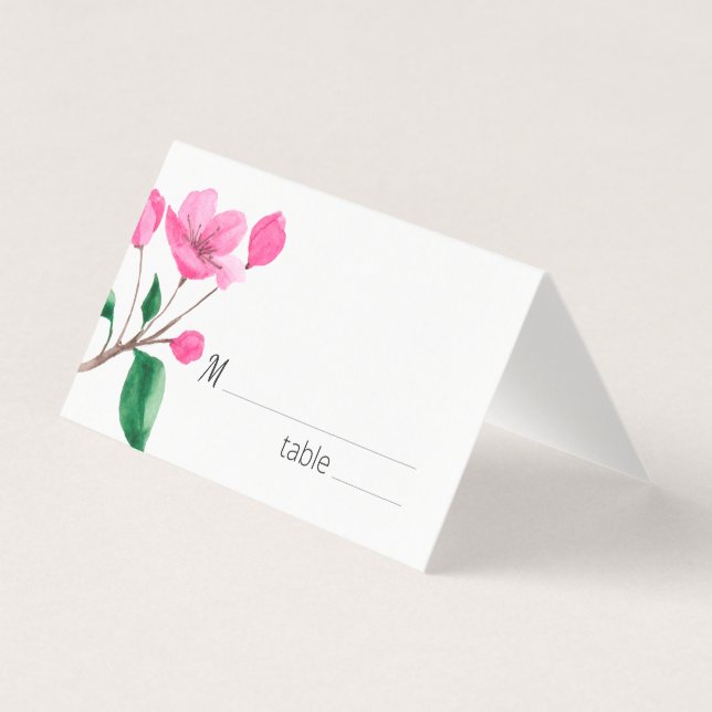 Spring Cherry Blossom. Wedding Table Place Card (Front)