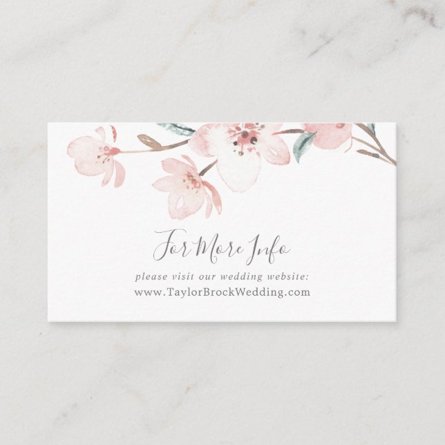 Spring Cherry Blossom Wedding Website Enclosure Card (Front)