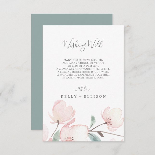 Spring Cherry Blossom Wedding Wishing Well Card (Front/Back)