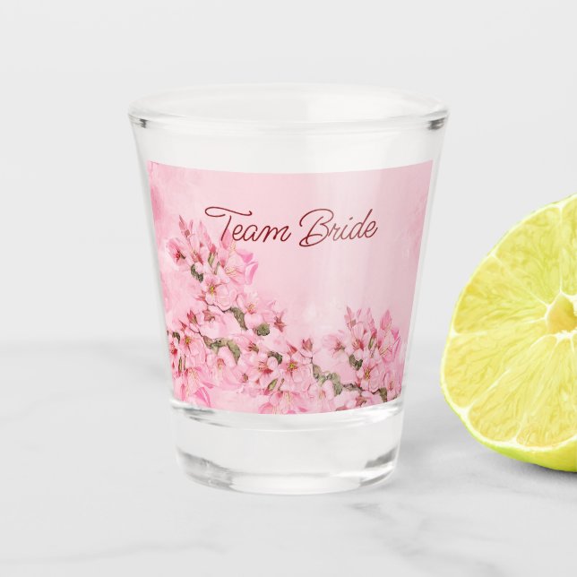 Spring Cherry Blossoms Bridesmaid  Shot Glass (Front)