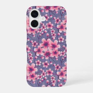 Spring Cherry Blossoms deep lilac iPhone 16 Case